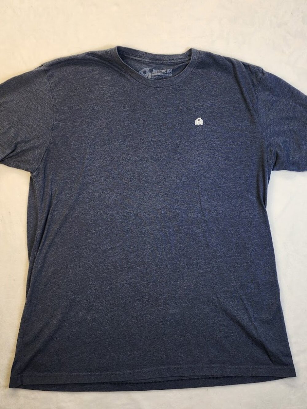 INTO THE AM Mens Heathered Navy Blue Short Sleeve Logo T-Shirt Soft Material